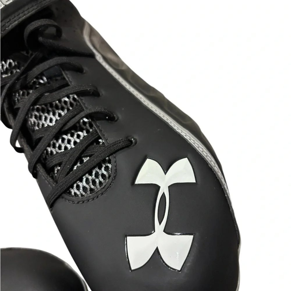 Under Armour Mens 12 Cleats Football Black Neon Green Ankle Lace Up Sports EUC